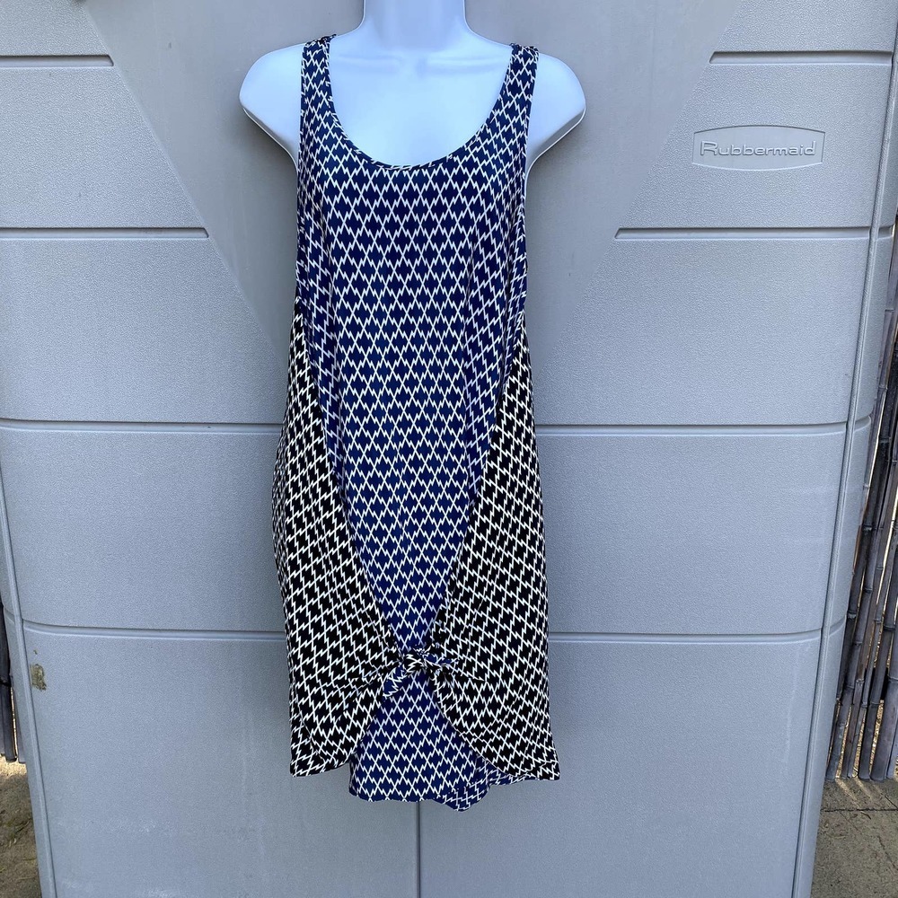 Rozae Nichols Women's 100% Silk Abstract Halter Tie Front Dress Size XS